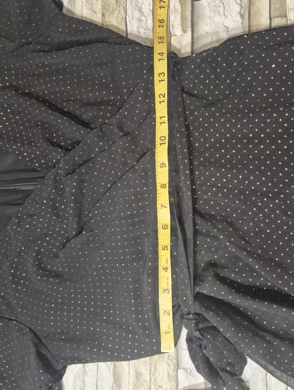 DKNY Faux Wrap Midi Dress Women's 14 Black Gold Metallic Polka Dot Cocktail - Picture 5 of 12